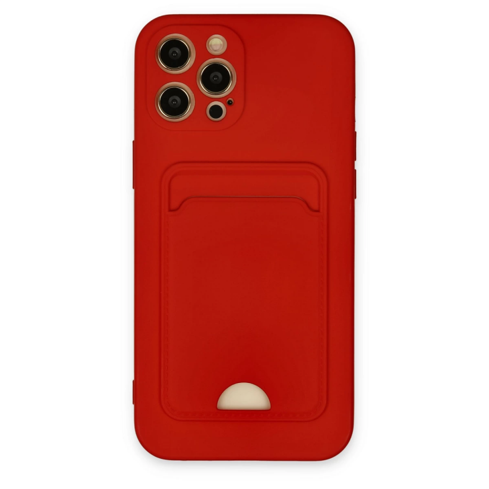 İphone 12 Pro Max Kılıf Kelvin Kartvizitli Silikon - Kırmızı