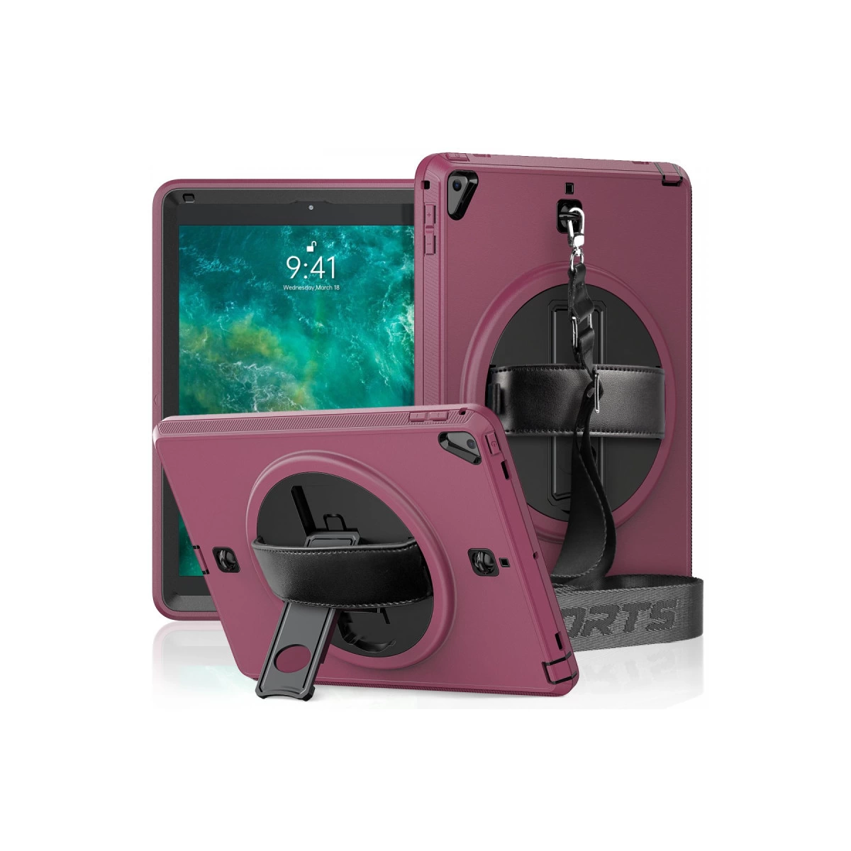 İpad 5 Air 9.7 Kılıf Strap-c Otterbox Tablet Kapak - Mürdüm