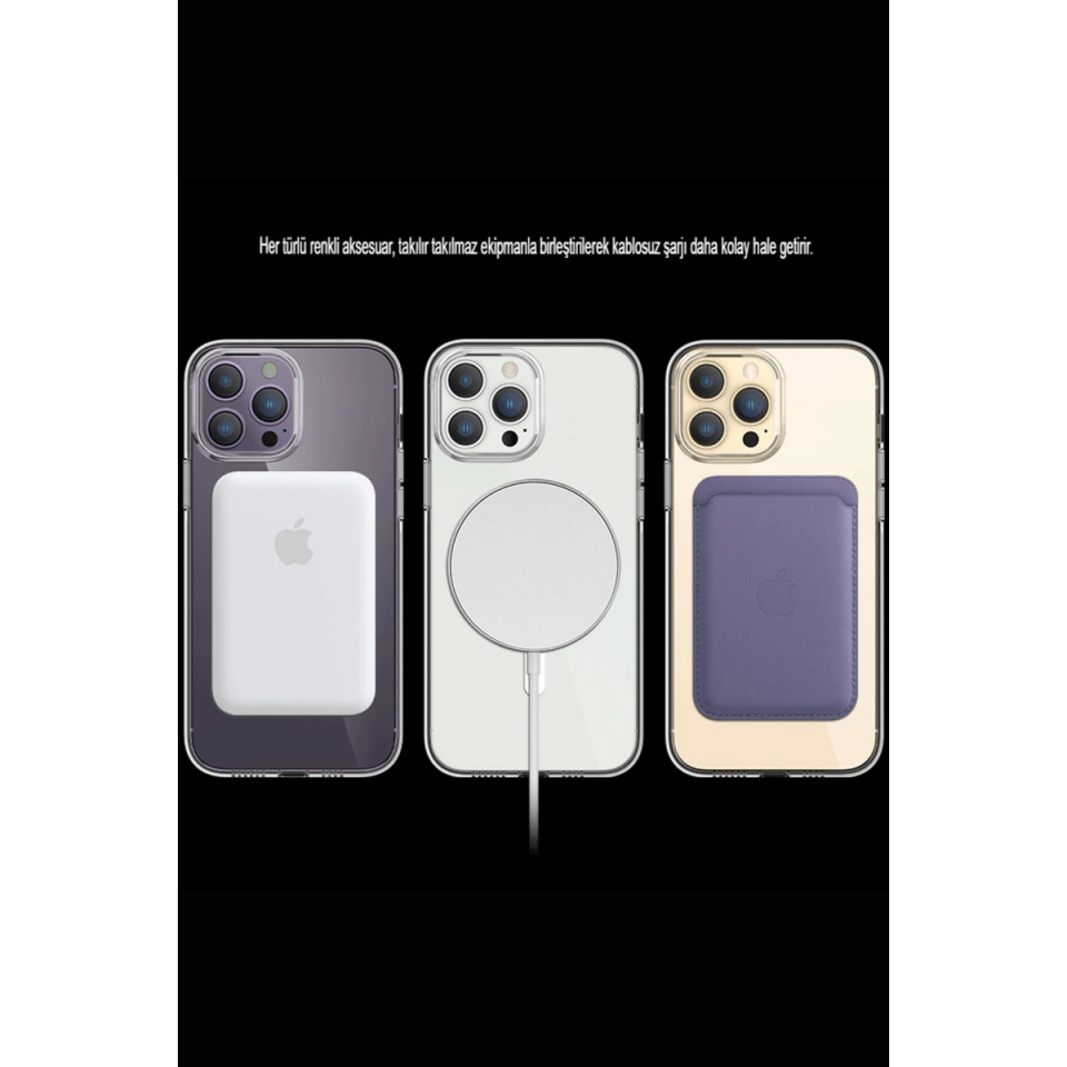 İphone 15 Pro Max Kılıf Tron Şeffaf Magsafe Kapak - Şeffaf