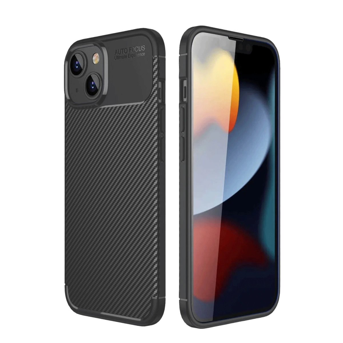 İphone 14 Kılıf Auto Focus Karbon Kapak - Siyah