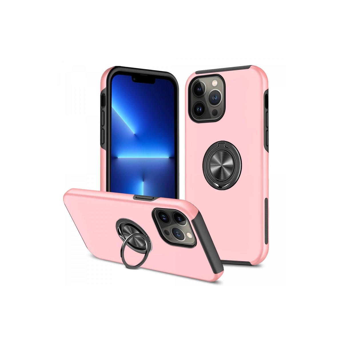 İphone 13 Pro Kılıf Elit Yüzüklü Kapak - Pembe