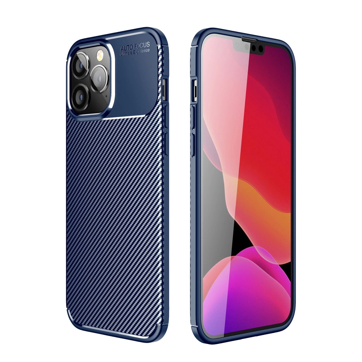 İphone 14 Pro Kılıf Auto Focus Karbon Kapak - Lacivert
