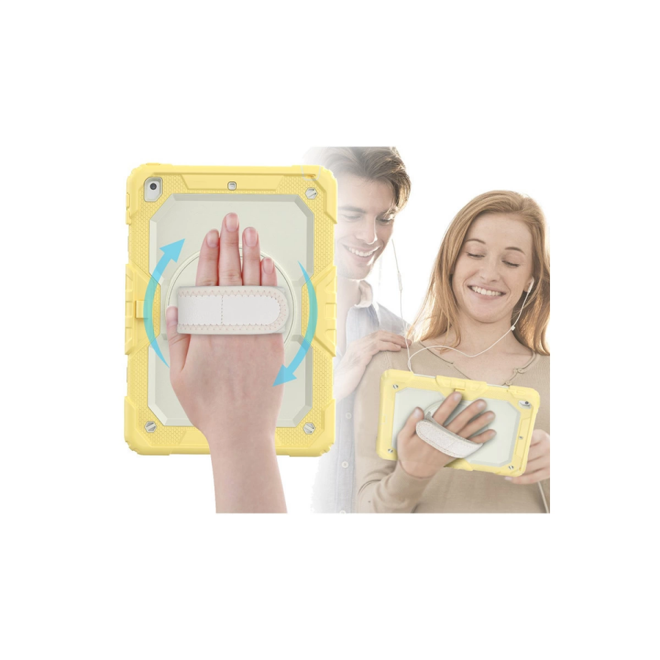 İpad 10.2 (7.nesil) Kılıf Strap New Tablet Kapak - Sarı