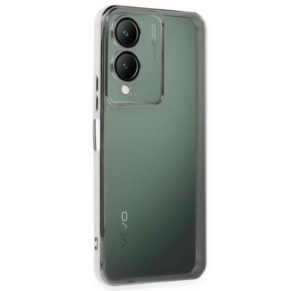 Vivo Y17s Kılıf Razer Lensli Silikon - Gümüş