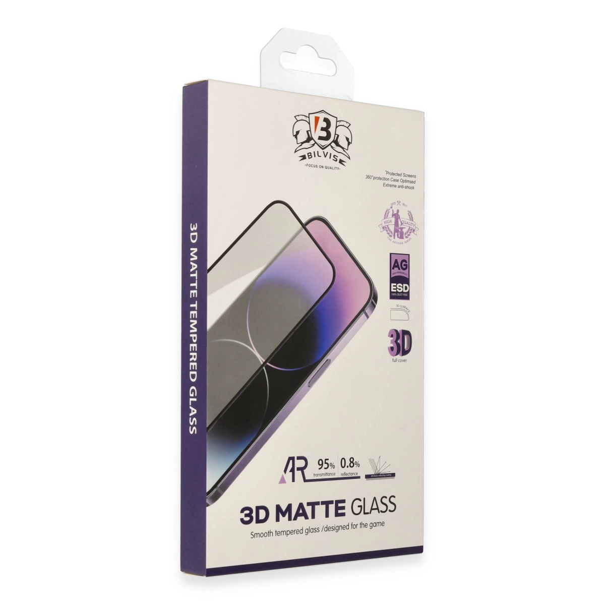 İphone 15 Pro Max Bilvis 3d Mat Cam Ekran Koruyucu