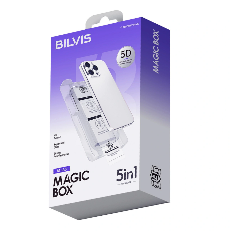 İphone 12 Bilvis 5in1 3d Magic Cam Ekran Koruyucu - Siyah