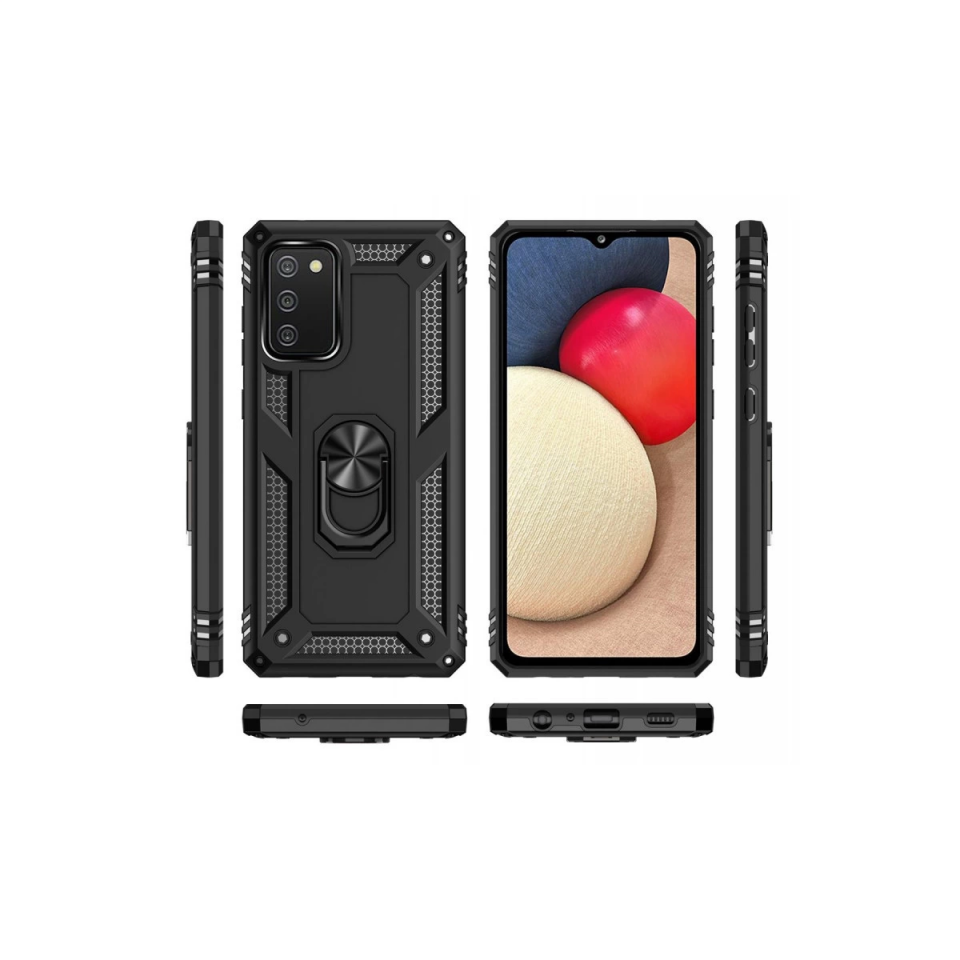 Samsung Galaxy A03s Kılıf Sofya Yüzüklü Silikon Kapak - Siyah