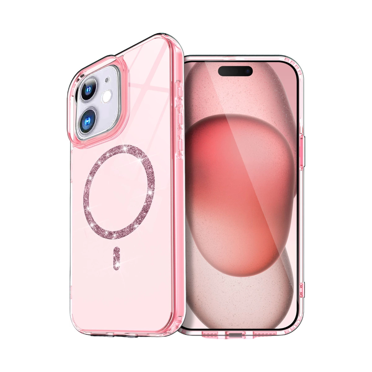 İphone 12 Live Diamond Magsafe Kapak - Pembe