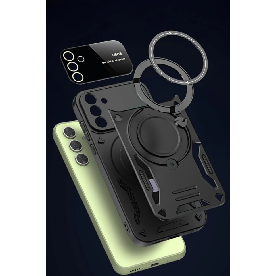 Samsung Galaxy S24 Fe Kılıf Joy Lens Standlı Kapak - Kırmızı