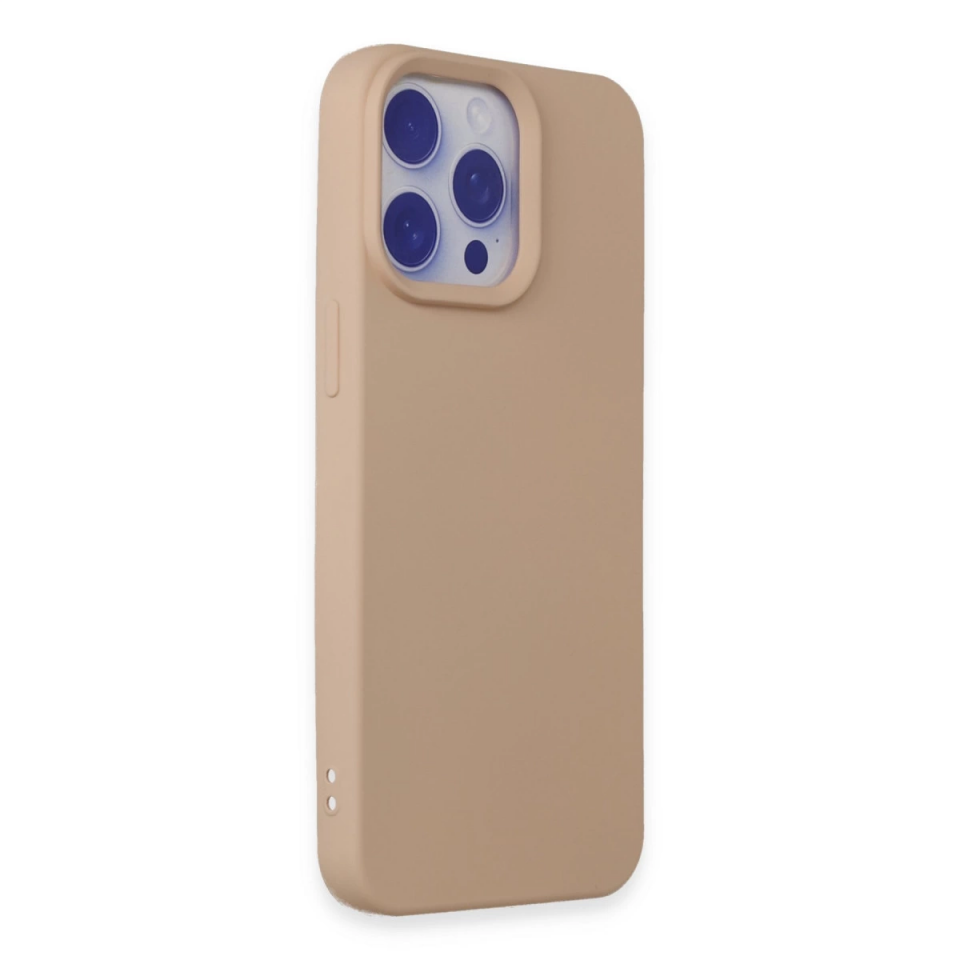 İphone 15 Pro Max Kılıf Nano İçi Kadife Silikon - Pudra