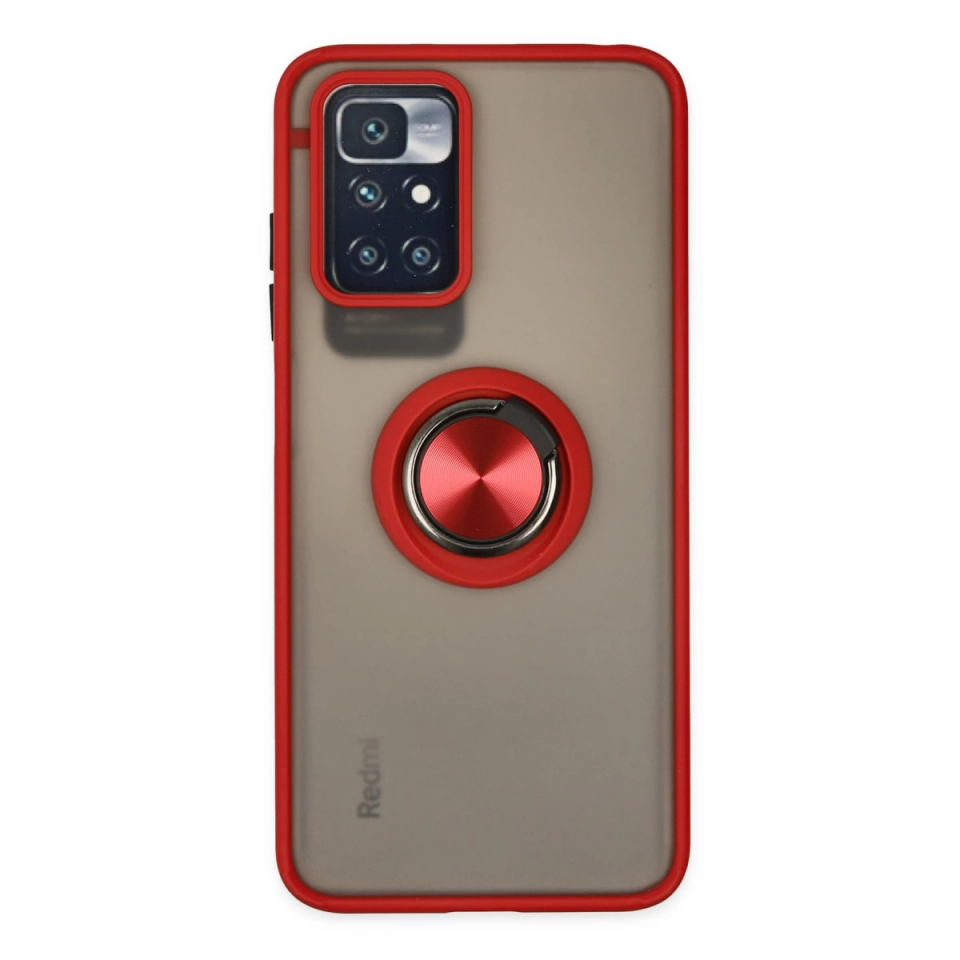 Xiaomi Redmi 10 2022 Kılıf Montreal Yüzüklü Silikon Kapak - Kırmızı