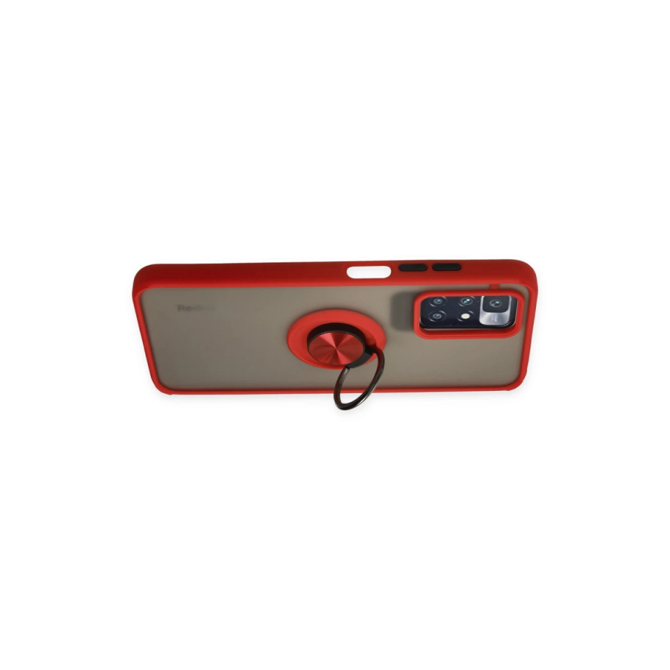 Xiaomi Redmi 10 2022 Kılıf Montreal Yüzüklü Silikon Kapak - Kırmızı