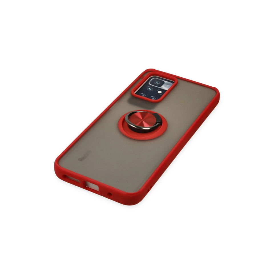 Xiaomi Redmi 10 2022 Kılıf Montreal Yüzüklü Silikon Kapak - Kırmızı