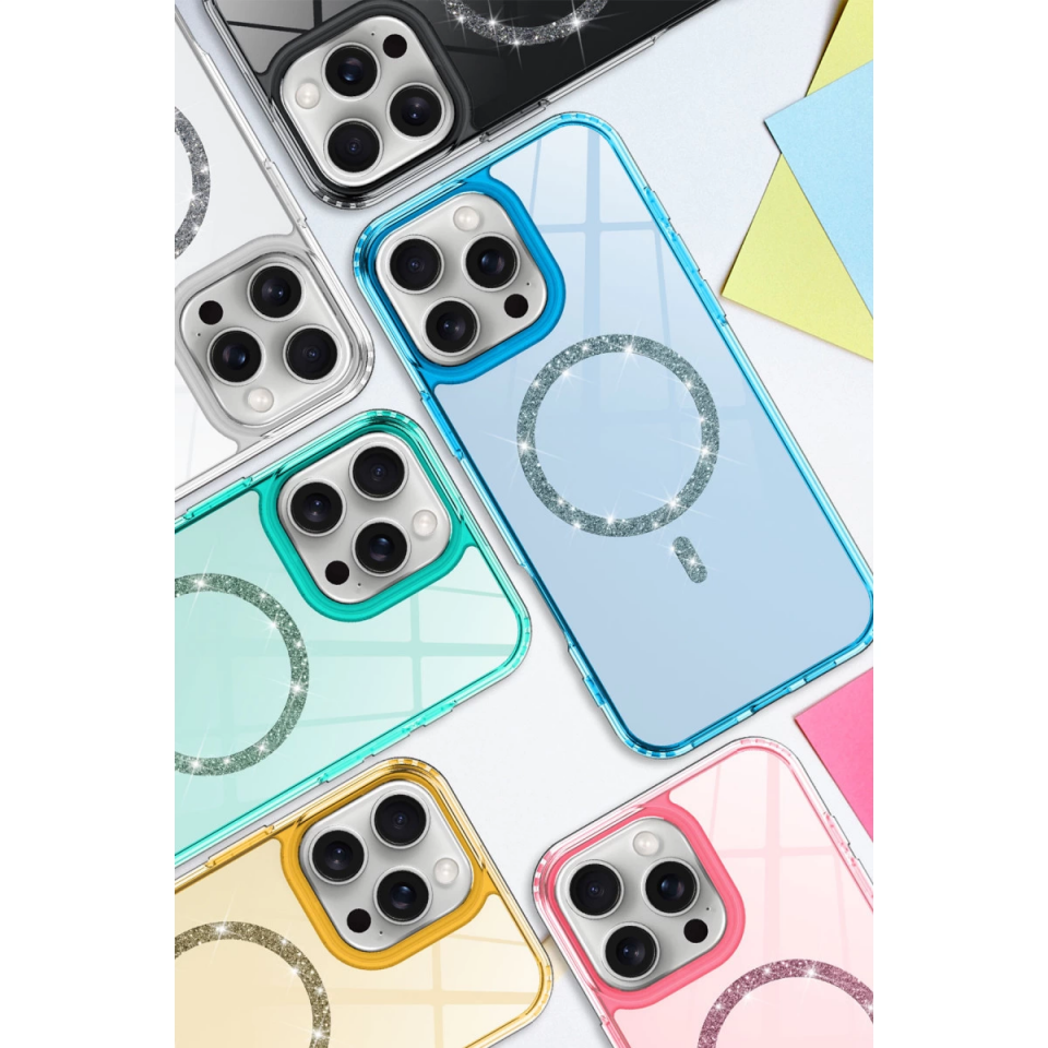 İphone 16 Live Diamond Magsafe Kapak - Mavi