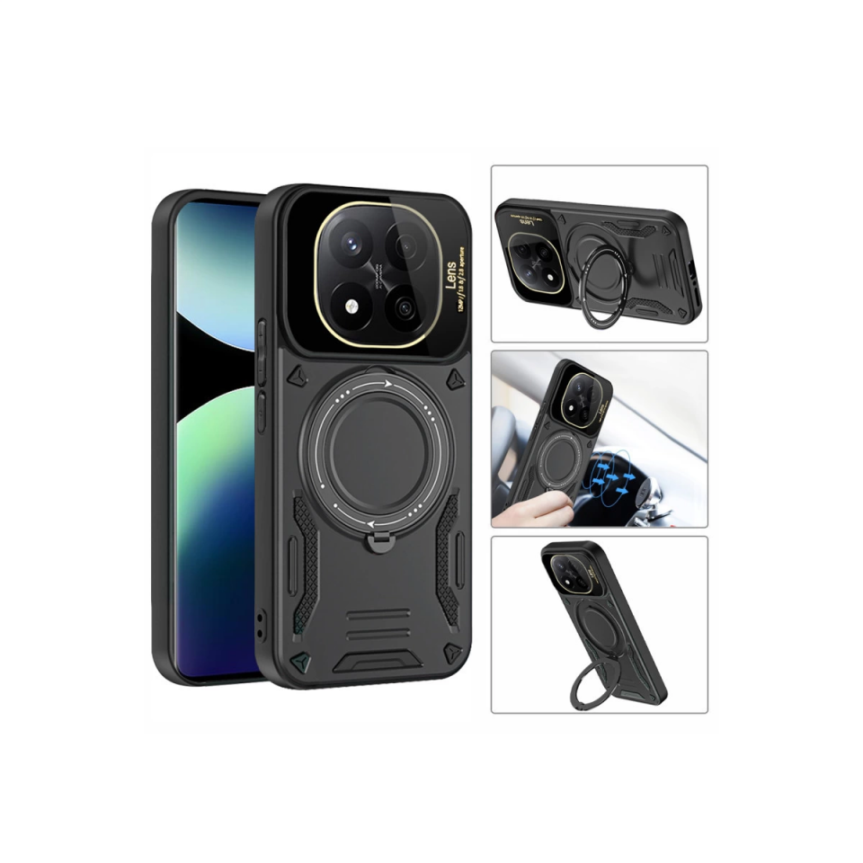 Xiaomi Redmi Note 14 Pro 5g Kılıf Joy Lens Standlı Kapak - Siyah