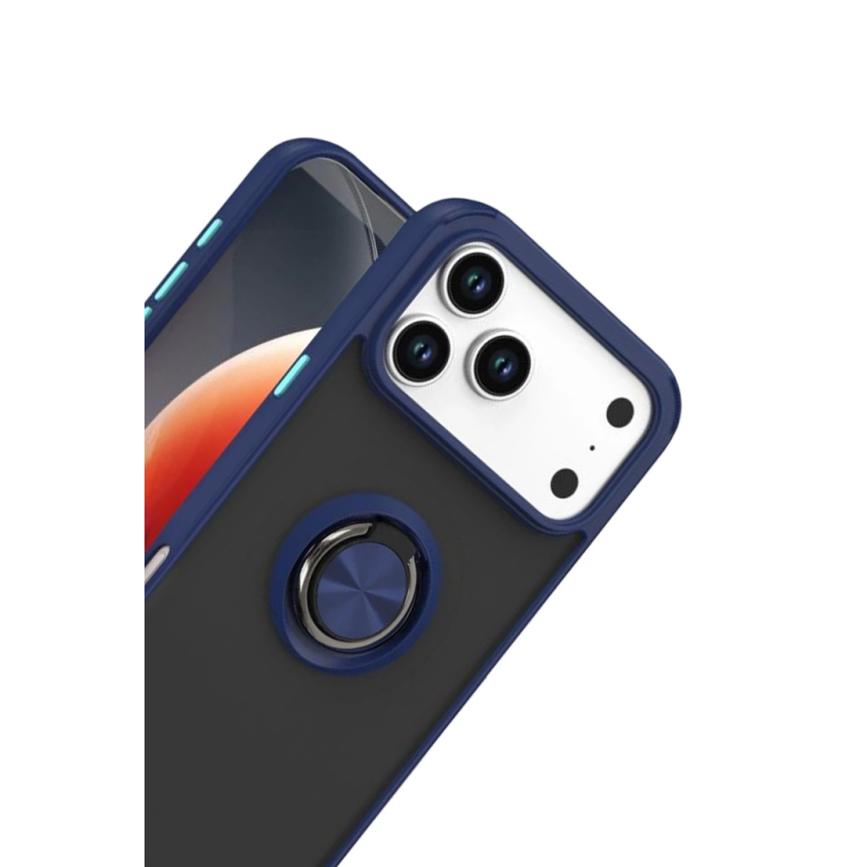 İphone 17 Pro Montreal Yüzüklü Silikon Kapak - Lacivert