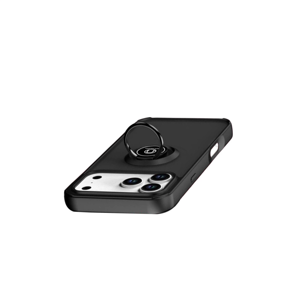 İphone 17 Pro Montreal Yüzüklü Silikon Kapak - Siyah