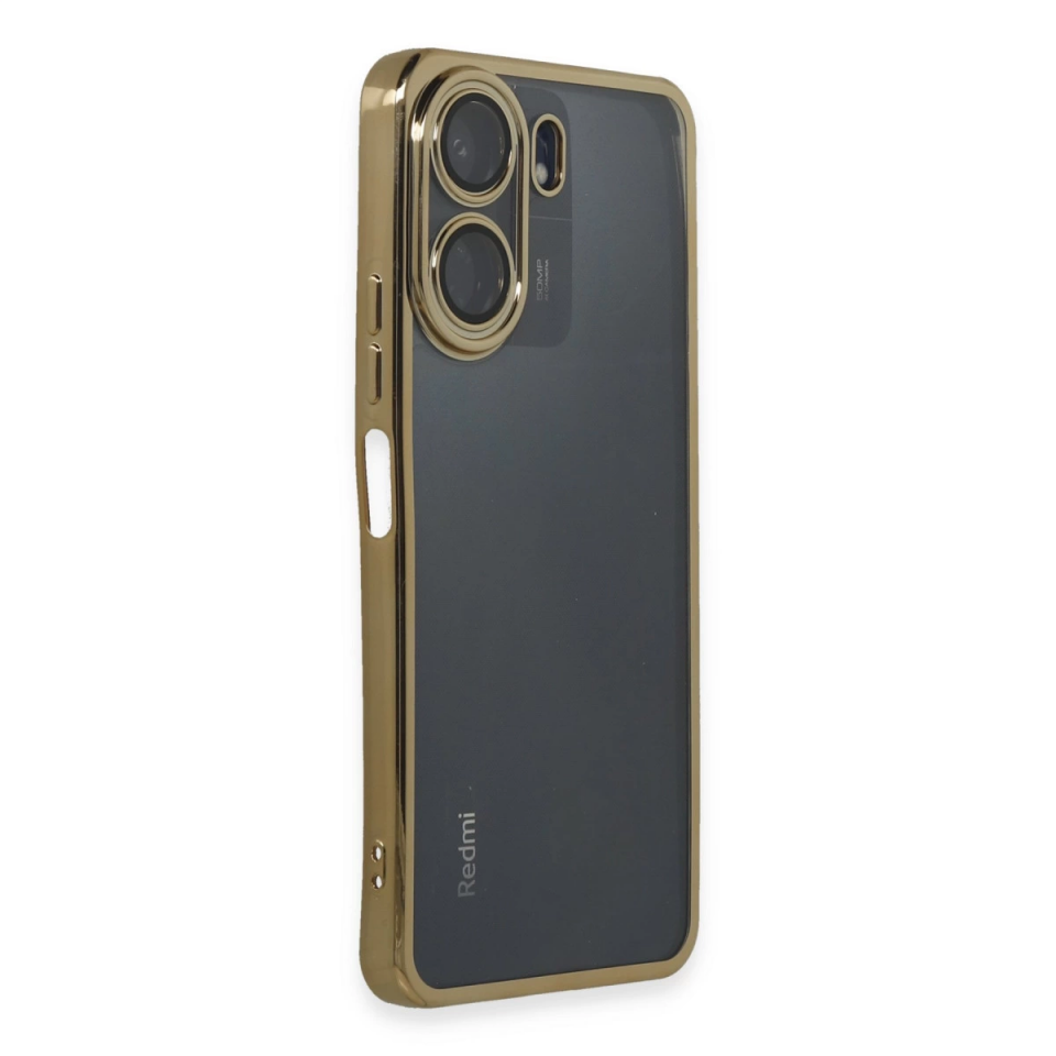 Xiaomi Redmi 13c Kılıf Razer Lensli Silikon - Gold