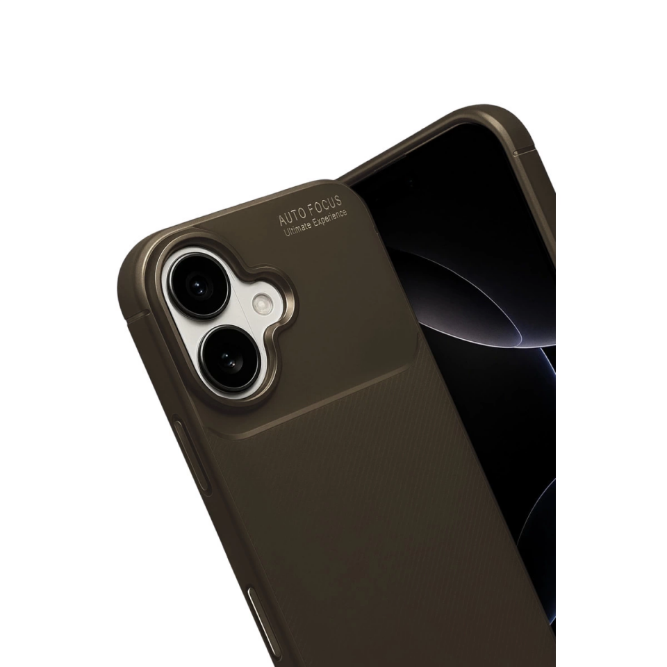 İphone 17 Auto Focus Karbon Kapak - Kahverengi