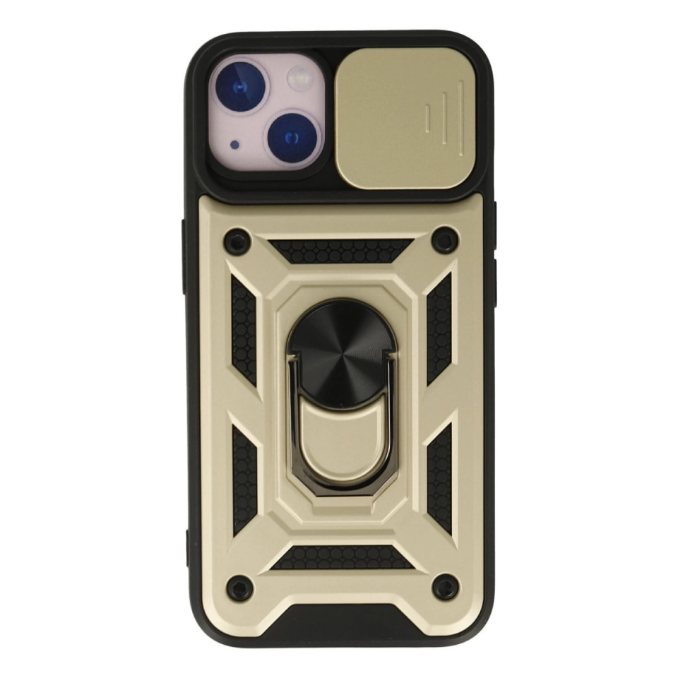 İphone 15 Kılıf Pars Lens Yüzüklü Silikon - Gold