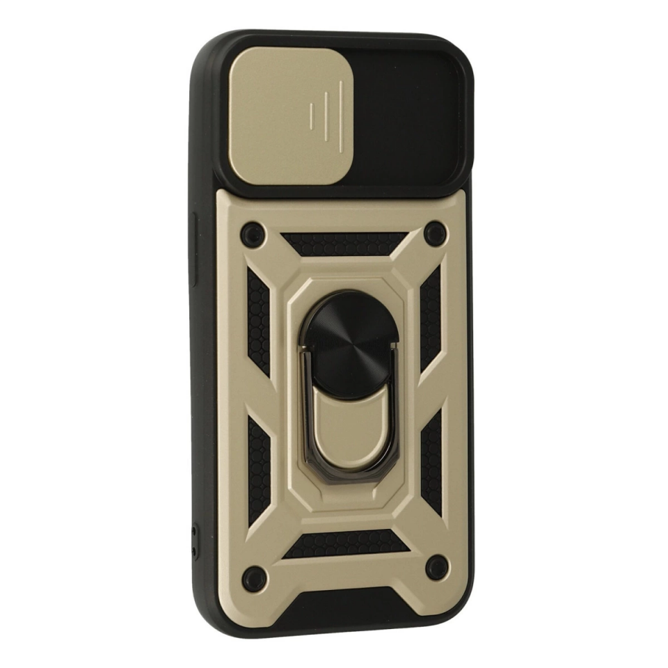 İphone 15 Kılıf Pars Lens Yüzüklü Silikon - Gold