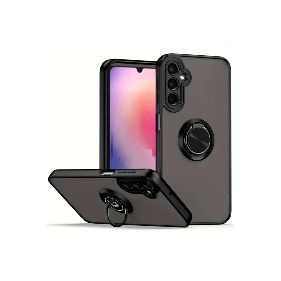 Samsung Galaxy A36 Kılıf Montreal Yüzüklü Silikon Kapak - Siyah