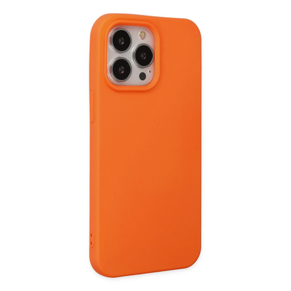İphone 14 Pro Kılıf Nano İçi Kadife Silikon - Turuncu