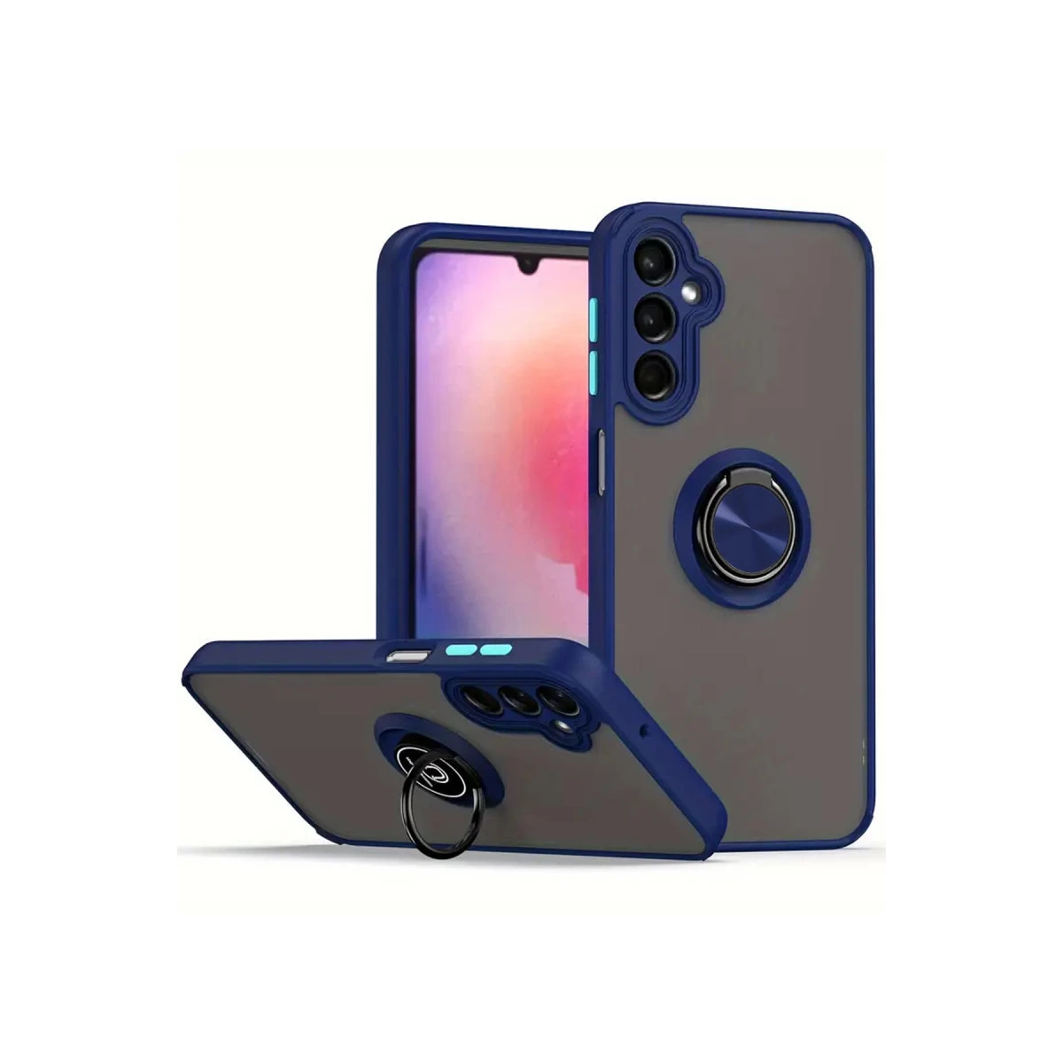 Samsung Galaxy A56 Kılıf Montreal Yüzüklü Silikon Kapak - Lacivert