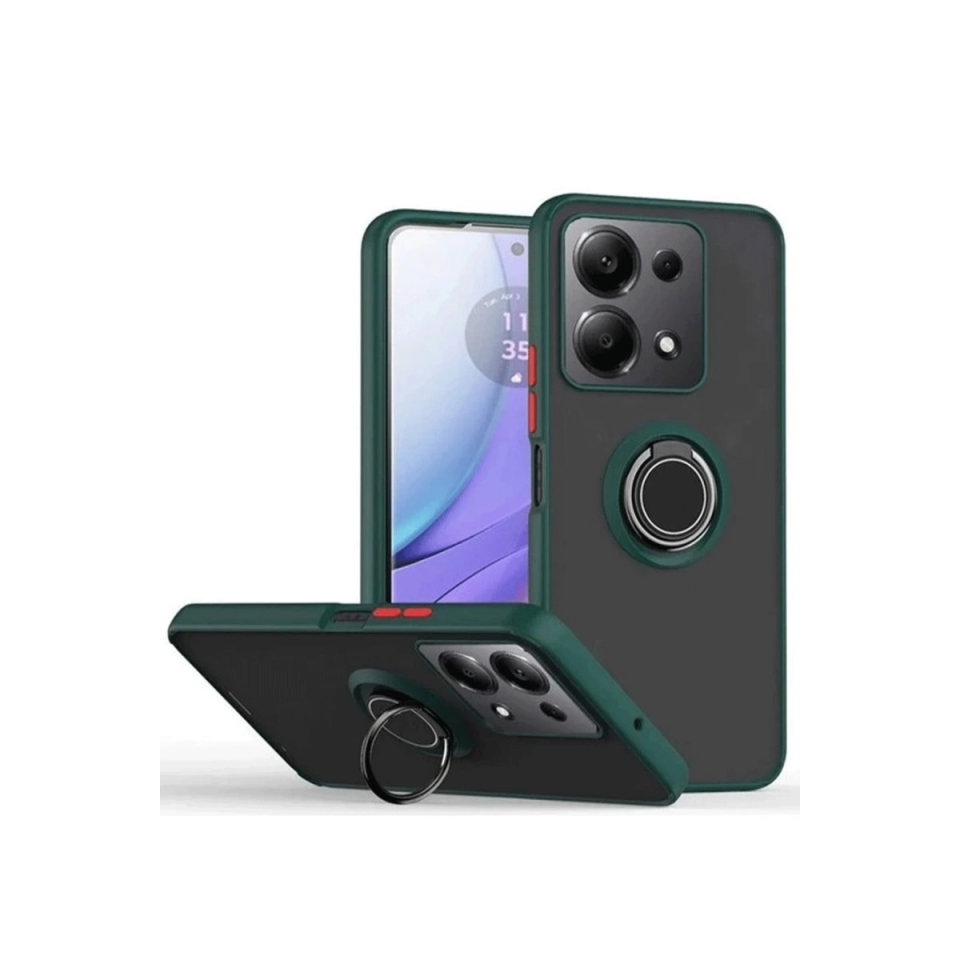 Xiaomi Redmi Note 13 Pro 5g Kılıf Montreal Yüzüklü Silikon Kapak - Yeşil
