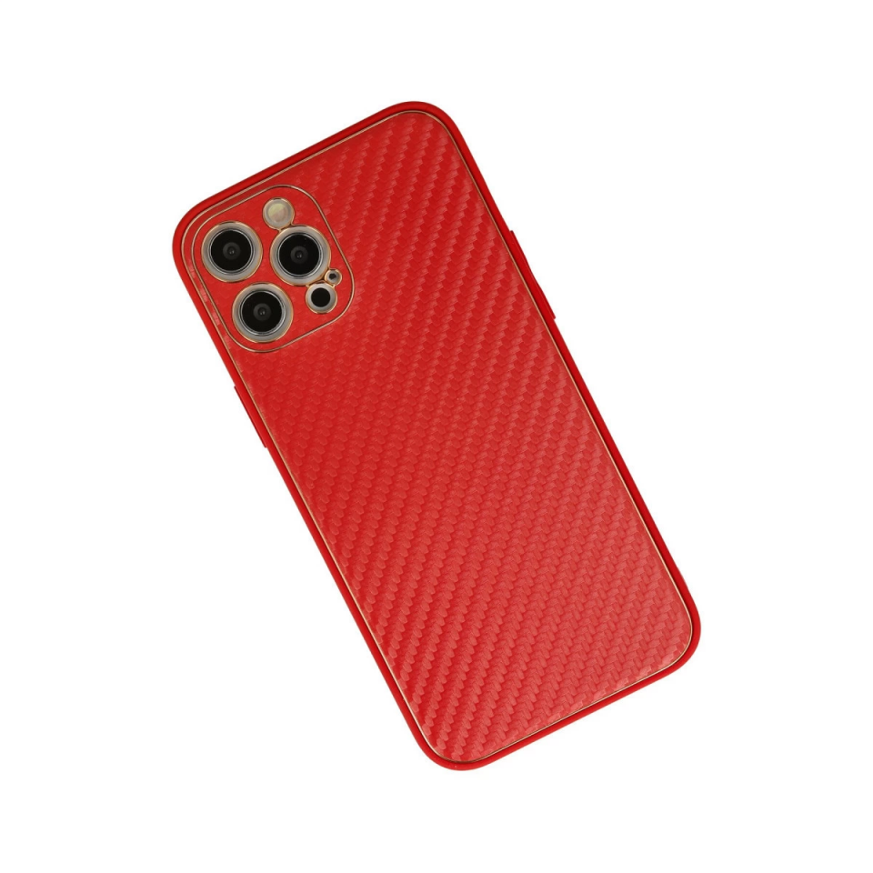 İphone 12 Pro Max Kılıf Coco Karbon Silikon - Kırmızı