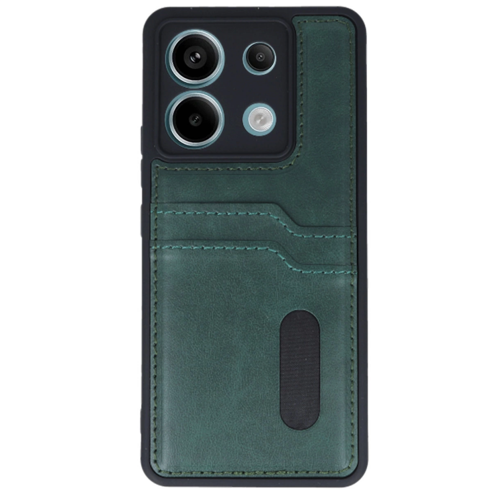 Xiaomi Redmi Note 13 Pro 5g Kılıf Sara Kartvizitli Deri Kılıf - Koyu Yeşil