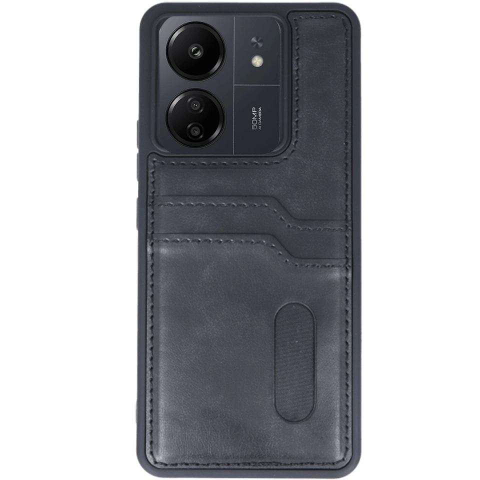 Xiaomi Redmi 13c Kılıf Sara Kartvizitli Deri Kılıf - Siyah