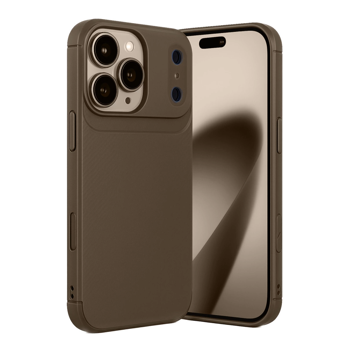 İphone 17 Pro Auto Focus Karbon Kapak - Kahverengi