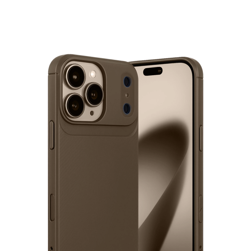 İphone 17 Pro Auto Focus Karbon Kapak - Kahverengi