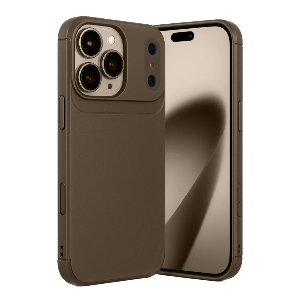 İphone 17 Pro Max Auto Focus Karbon Kapak - Kahverengi