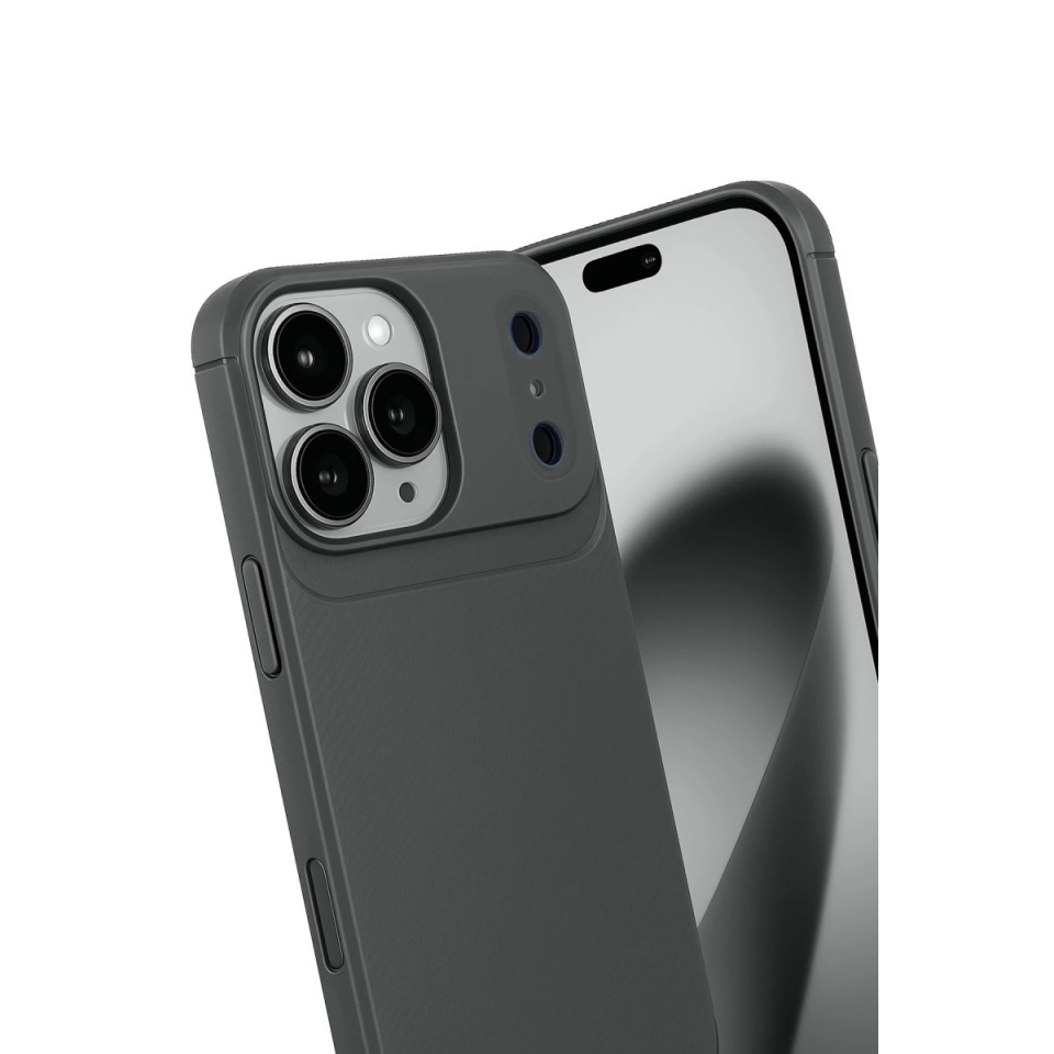 İphone 17 Pro Max Auto Focus Karbon Kapak - Gri