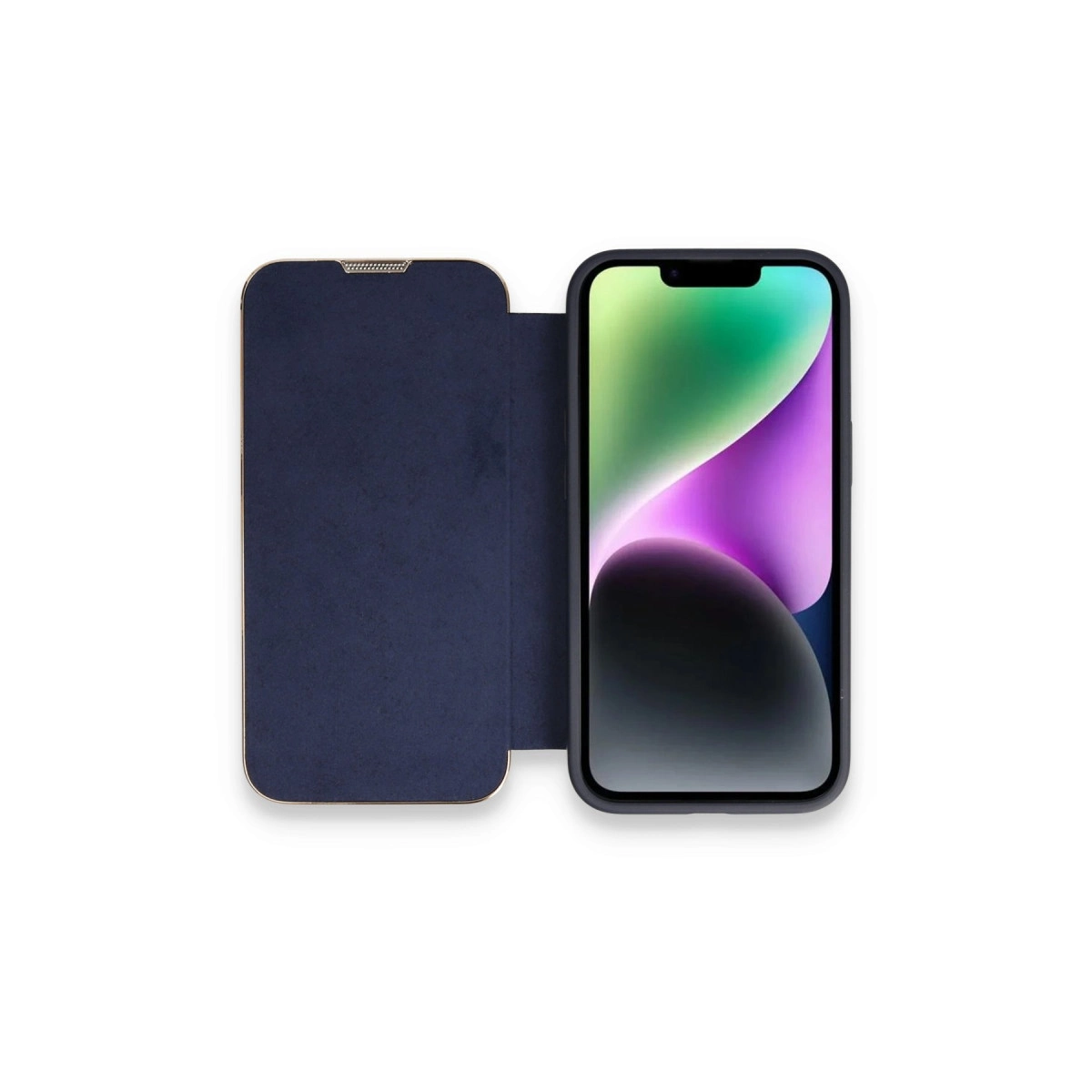 İphone 14 Pro Max Kılıf Dolpin Kapaklı - Lacivert