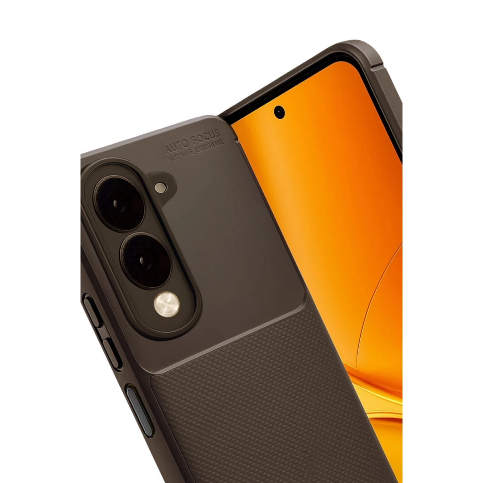 Vivo Y29s Auto Focus Karbon Kapak - Kahverengi
