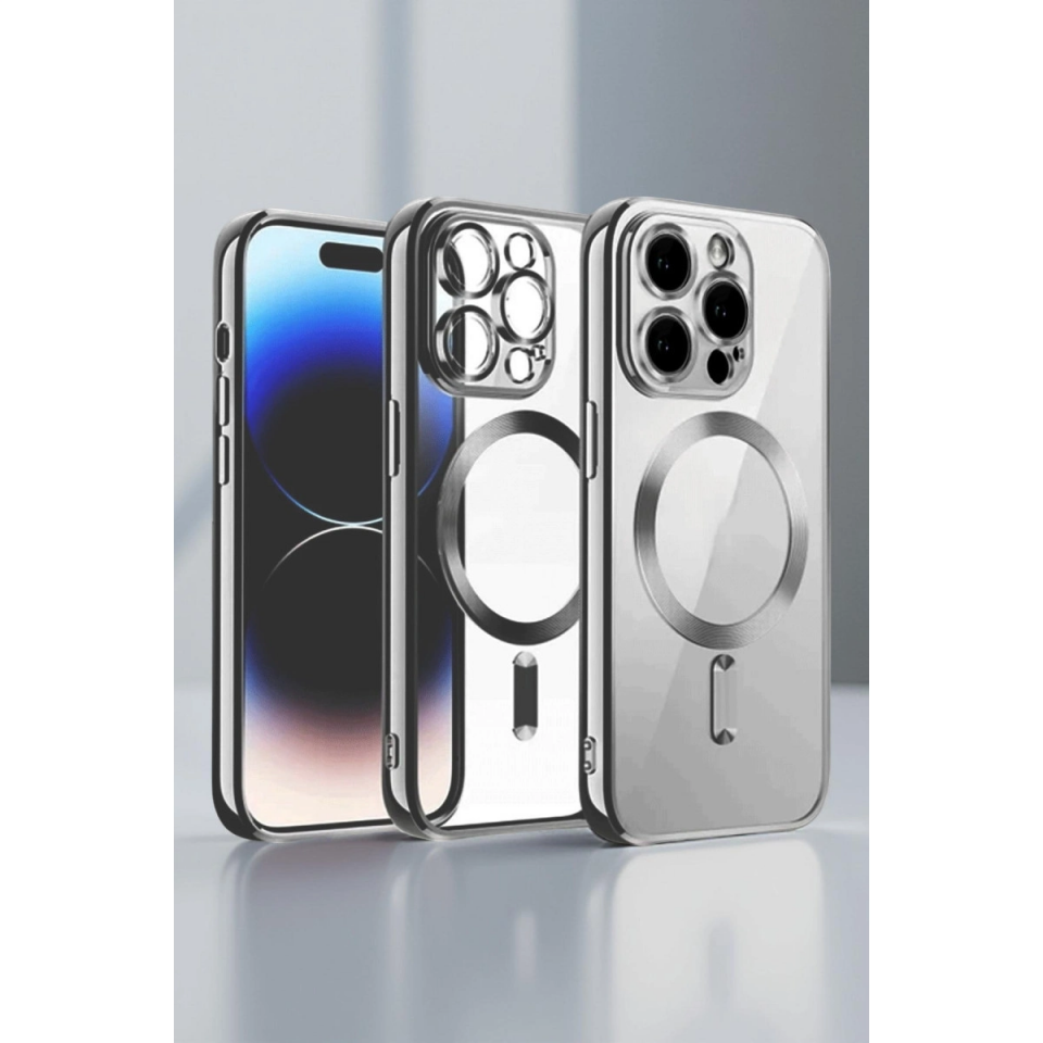 İphone 13 Pro Max Kılıf Kross Magneticsafe Kapak - Gümüş