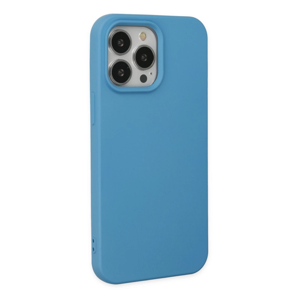İphone 14 Pro Max Kılıf Nano İçi Kadife Silikon - Mavi