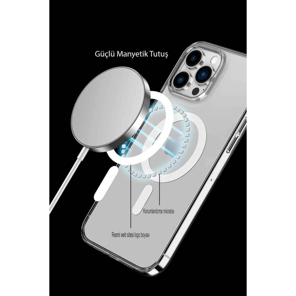 İphone 14 Pro Kılıf Tron Şeffaf Magsafe Kapak - Mavi