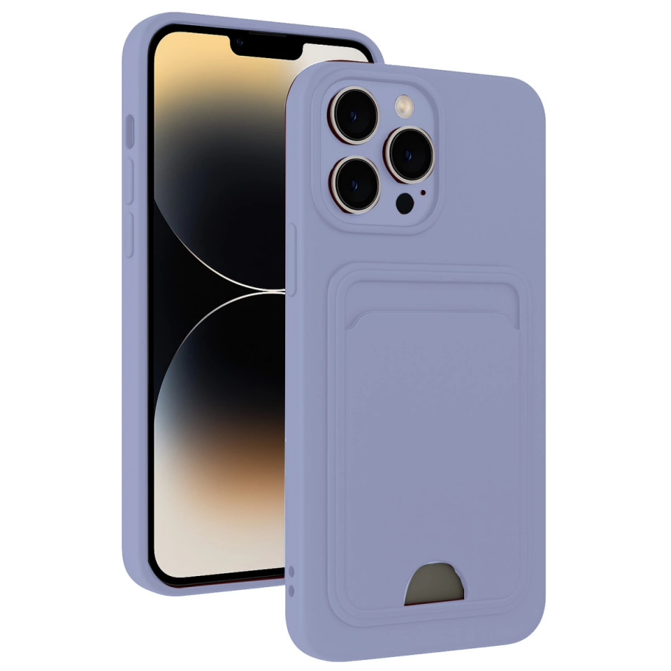 İphone 13 Pro Max Kılıf Kelvin Kartvizitli Silikon - Lila
