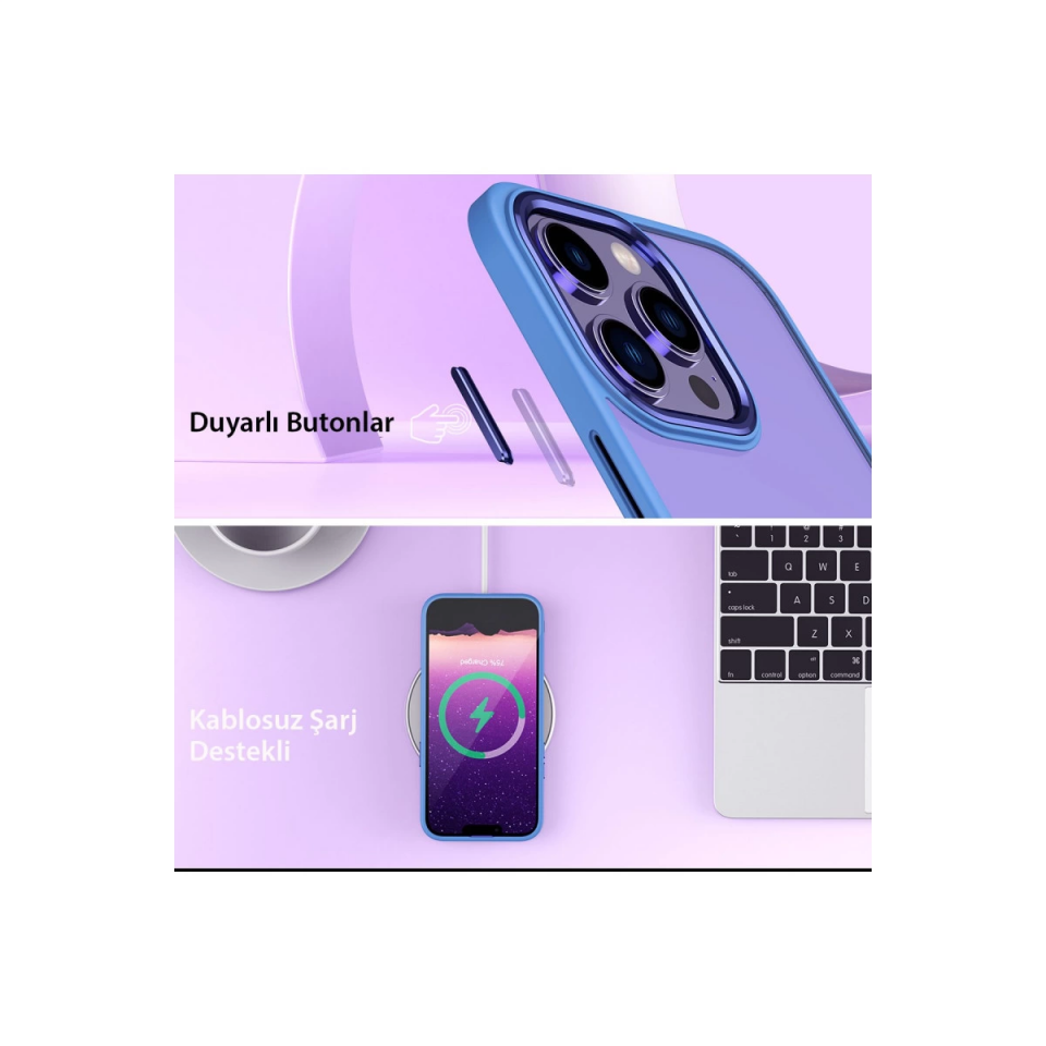 İphone 15 Pro Kılıf Power Silikon - Mavi