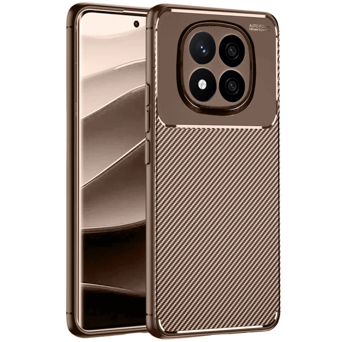 Xiaomi Redmi Note 14 Pro 5g Kılıf Auto Focus Karbon Kapak - Kahverengi