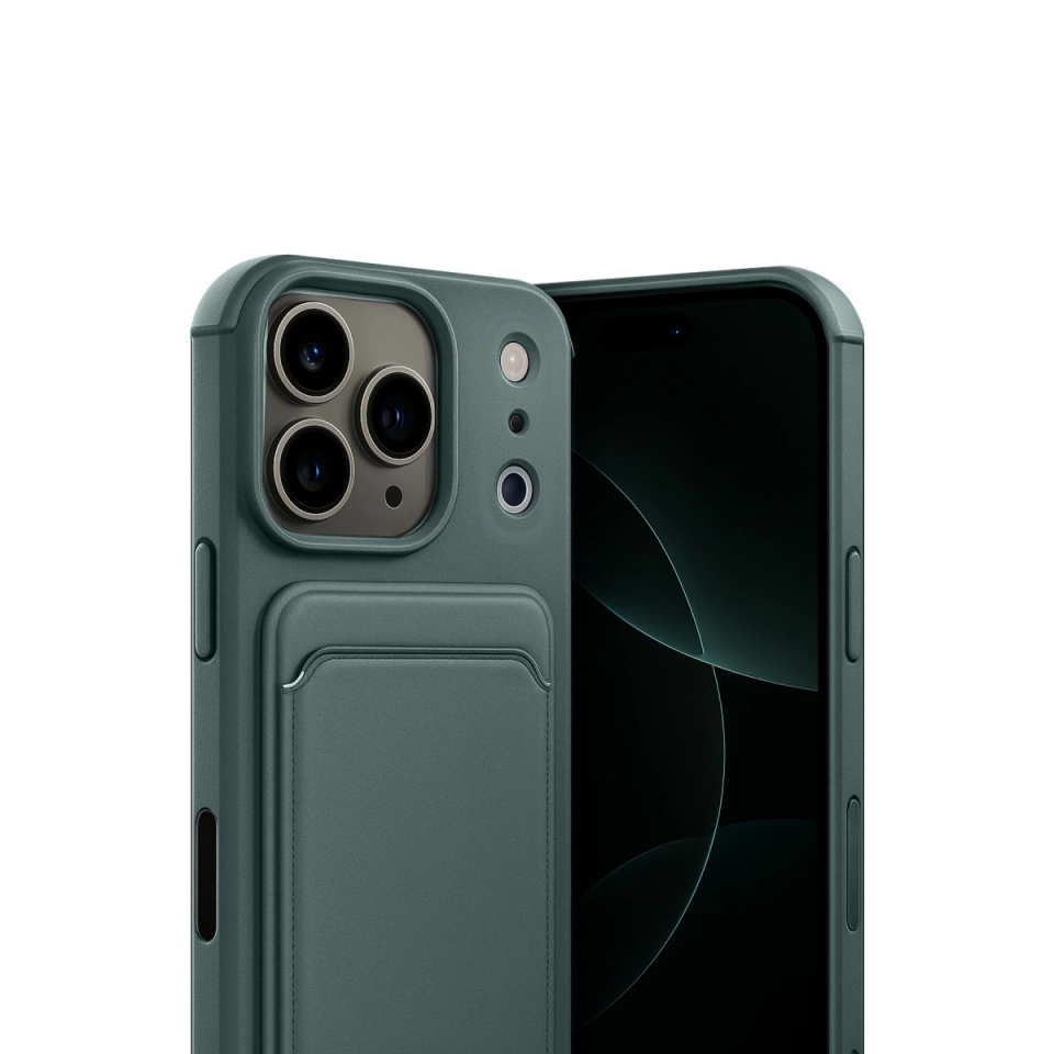 İphone 17 Pro Kelvin Kartvizitli Silikon - Koyu Yeşil