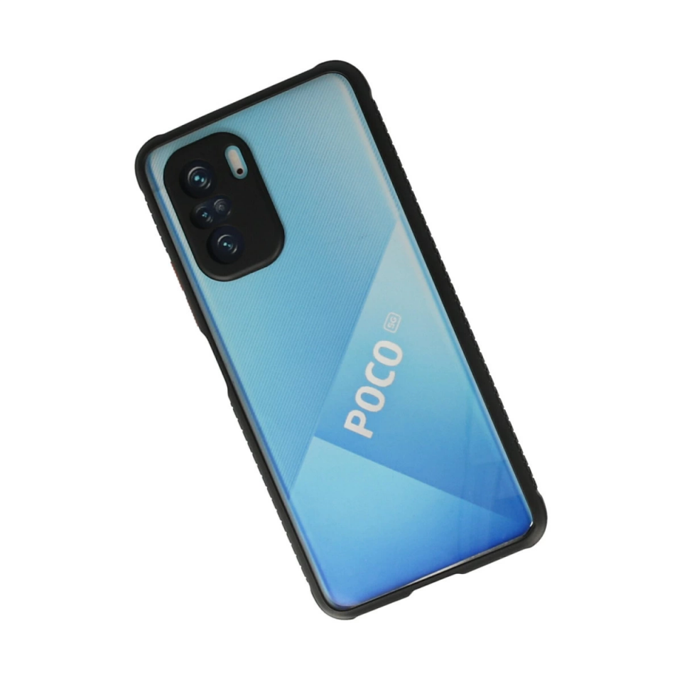 Xiaomi Poco F3 Kılıf Miami Şeffaf Silikon - Siyah