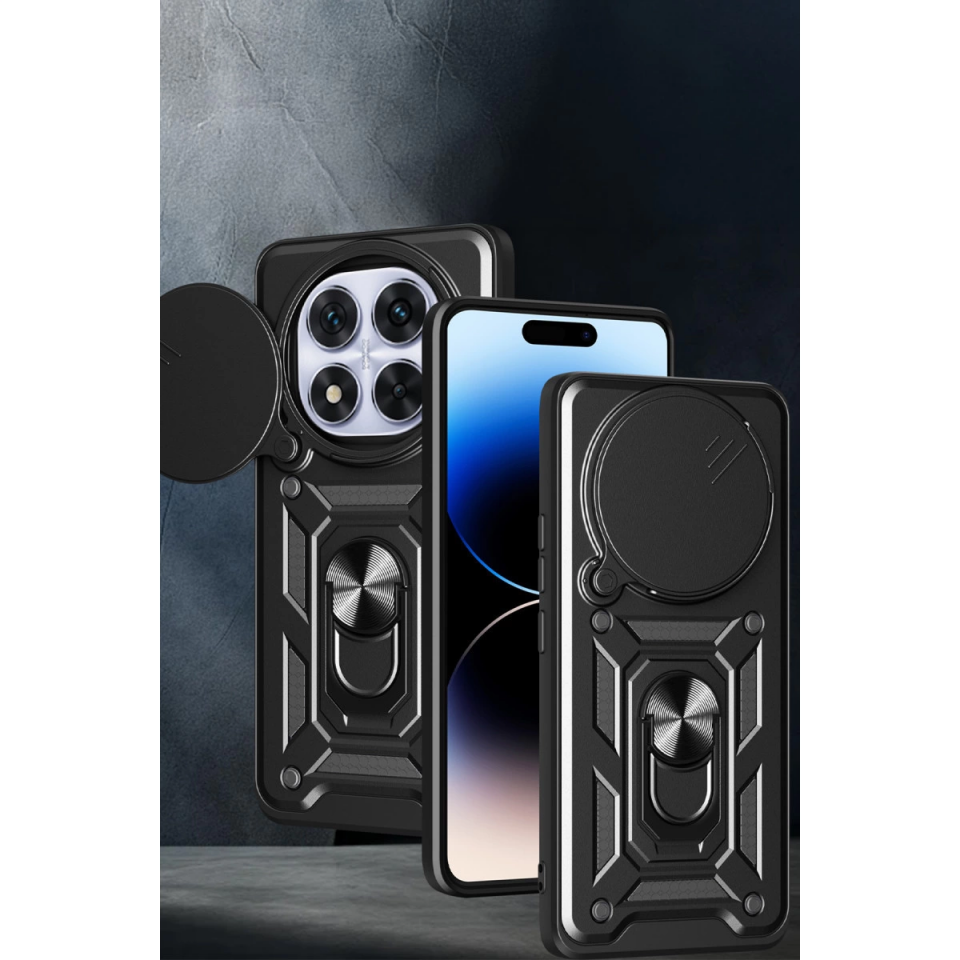 Xiaomi Redmi Note 14 Pro Plus Kılıf Pars Lens Yüzüklü Silikon - Lacivert
