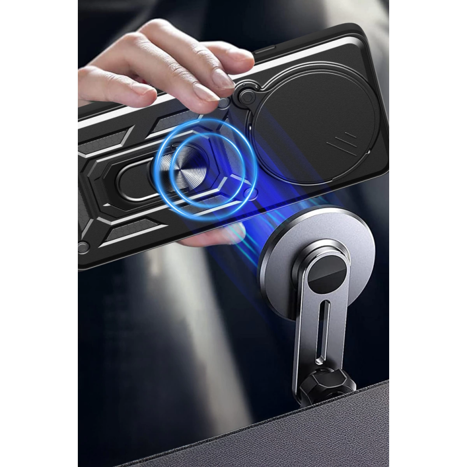Xiaomi Redmi Note 14 Pro Plus Kılıf Pars Lens Yüzüklü Silikon - Lacivert