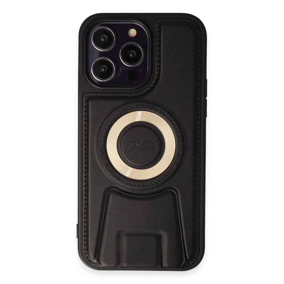 İphone 14 Pro Kılıf Merkür Magneticsafe Standlı Kapak - Siyah