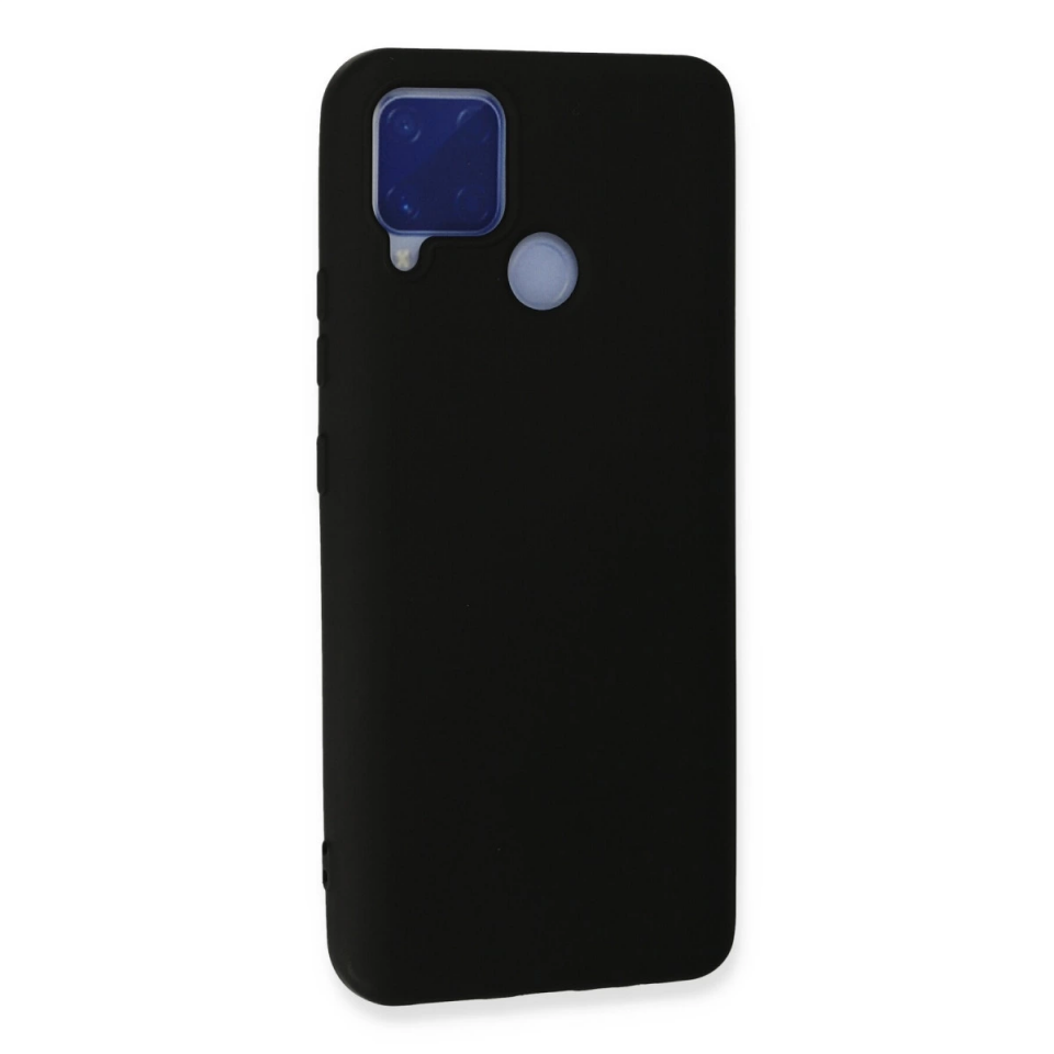 Realme C15 Kılıf Nano İçi Kadife Silikon - Siyah